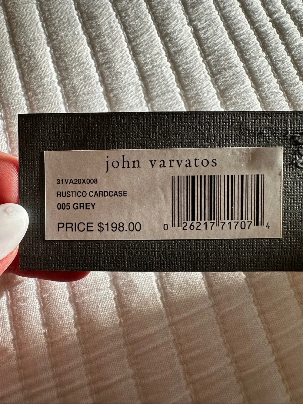 John Varvatos Dark Gray Leather Card Sleeve